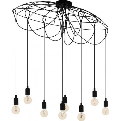 163,95 € Free Shipping | Chandelier Eglo Hogsmill Angular Shape 116×110 cm. Living room and dining room. Retro and vintage Style. Steel. Black Color