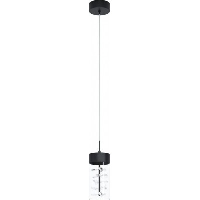 94,95 € Free Shipping | Hanging lamp Eglo Stars of Light Cabezola Cylindrical Shape Ø 12 cm. Living room and dining room. Modern and sophisticated Style. Steel, crystal and glass. Black and nickel Color