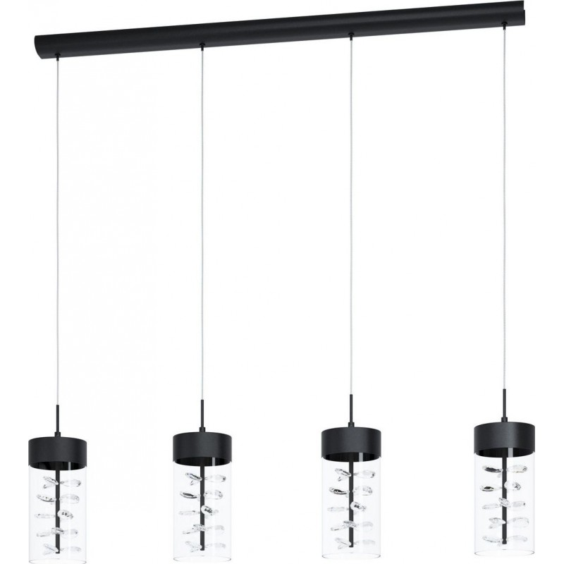409,95 € Free Shipping | Hanging lamp Eglo Stars of Light Cabezola Extended Shape 110×105 cm. Living room and dining room. Modern and sophisticated Style. Steel, Crystal and Glass. Black and nickel Color