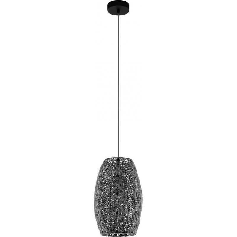 59,95 € Free Shipping | Hanging lamp Eglo Riyadh Oval Shape Ø 22 cm. Living room, dining room and bedroom. Retro and vintage Style. Steel. Black Color
