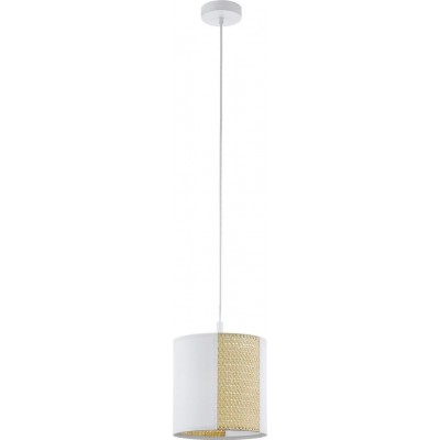 63,95 € Free Shipping | Hanging lamp Eglo Arnhem Cylindrical Shape Ø 24 cm. Living room and dining room. Rustic and retro Style. Steel. White and brown Color