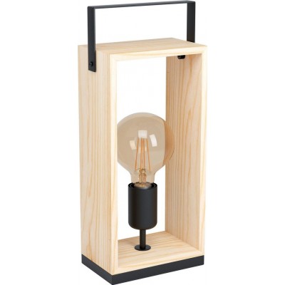 45,95 € Free Shipping | Table lamp Eglo Famborough 40×17 cm. Steel and wood. Black and natural Color