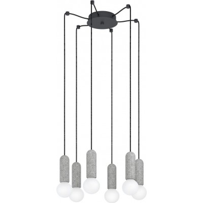 Chandelier Eglo Giaconecchia Cylindrical Shape Ø 53 cm. Living room and dining room. Sophisticated and design Style. Steel. Anthracite, gray and black Color