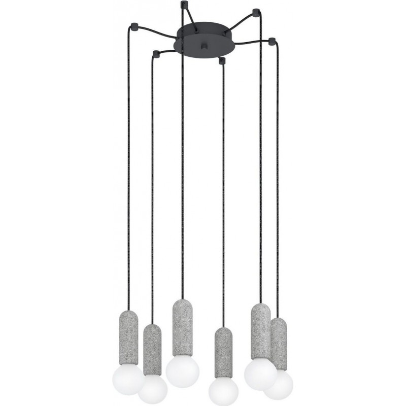 251,95 € Free Shipping | Chandelier Eglo Giaconecchia Cylindrical Shape Ø 53 cm. Living room and dining room. Sophisticated and design Style. Steel. Anthracite, gray and black Color