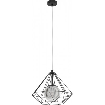 Lámpara colgante Eglo Vernham Forma Piramidal Ø 44 cm. Salón, cocina y comedor. Estilo moderno. Acero. Color negro y negro transparente