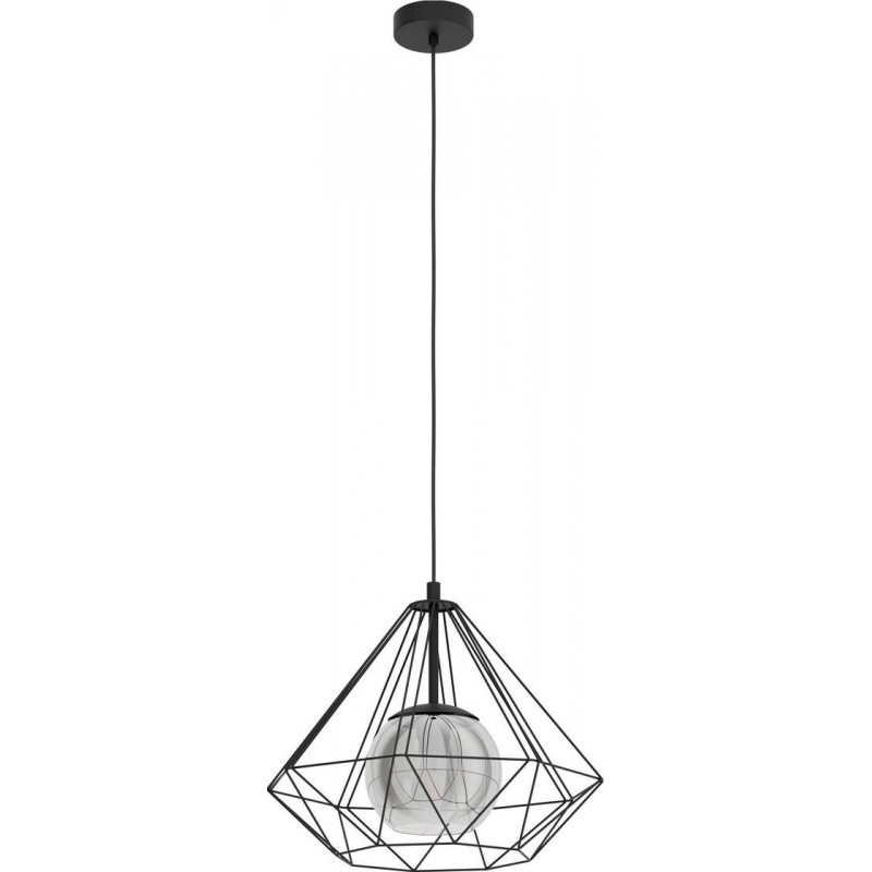 101,95 € Free Shipping | Hanging lamp Eglo Vernham Pyramidal Shape Ø 44 cm. Living room, kitchen and dining room. Modern Style. Steel. Black and transparent black Color