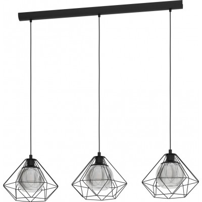 127,95 € Free Shipping | Hanging lamp Eglo Vernham Extended Shape 115×110 cm. Living room, kitchen and dining room. Modern Style. Steel. Black and transparent black Color