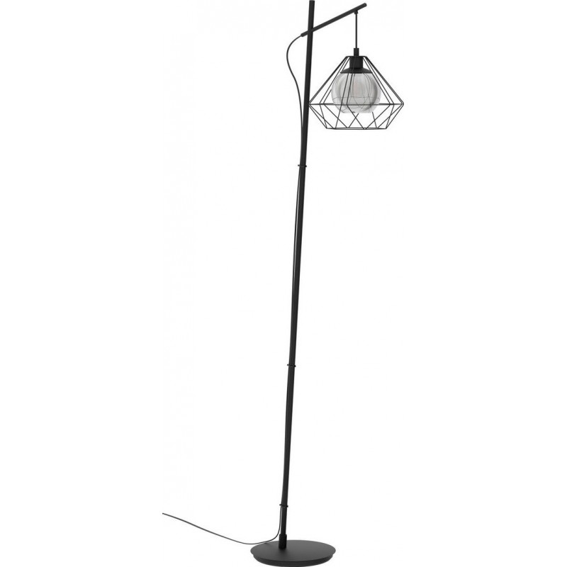 99,95 € Free Shipping | Floor lamp Eglo Vernham Pyramidal Shape 194×65 cm. Living room, dining room and bedroom. Retro, vintage and modern Style. Steel. Black and transparent black Color