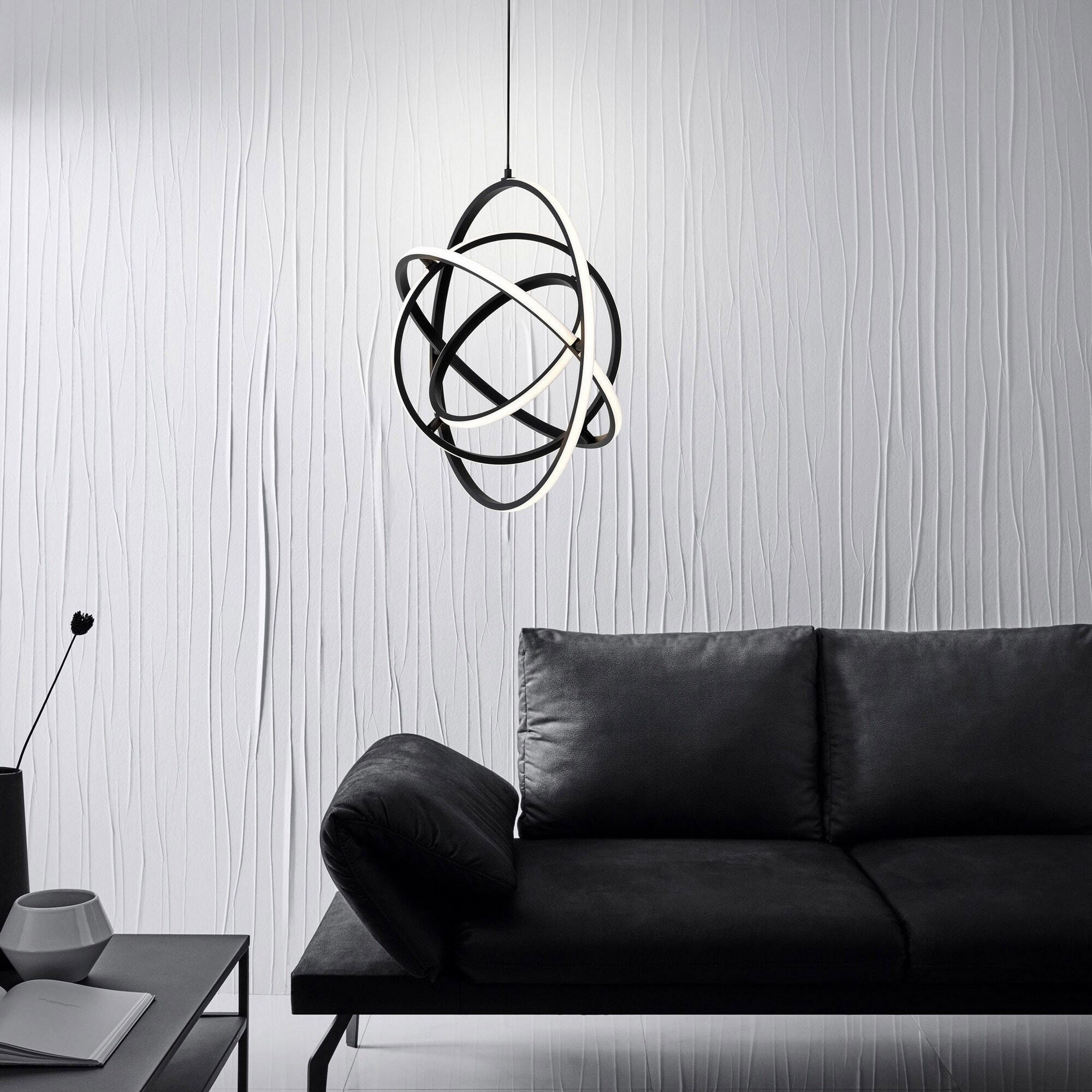 366,95 € Kostenloser Versand | Hängelampe Eglo Stars of Light Retornio Ø 58 cm. Stahl, aluminium und plastik. Weiß und schwarz Farbe