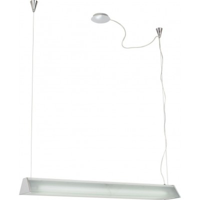 Lámpara colgante Eglo Tramp 1 Forma Alargada 110×96 cm. Oficina y zona de trabajo. Estilo moderno y diseño. Acero, Vidrio y Vidrio satinado. Color blanco, cromado y plata