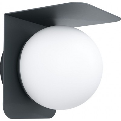 Outdoor wall light Eglo Corrientes Spherical Shape 19×18 cm. Stairs, terrace and garden. Modern, design and cool Style. Aluminum and plastic. White and black Color