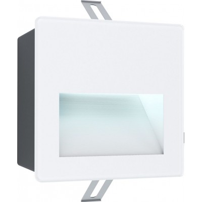 39,95 € Envio grátis | Luminária embutida Eglo Aracena Forma Quadrado 14×14 cm. Escadaria, terraço e jardim. Estilo moderno e industrial. Alumínio, Plástico e Vidro. Cor branco e preto