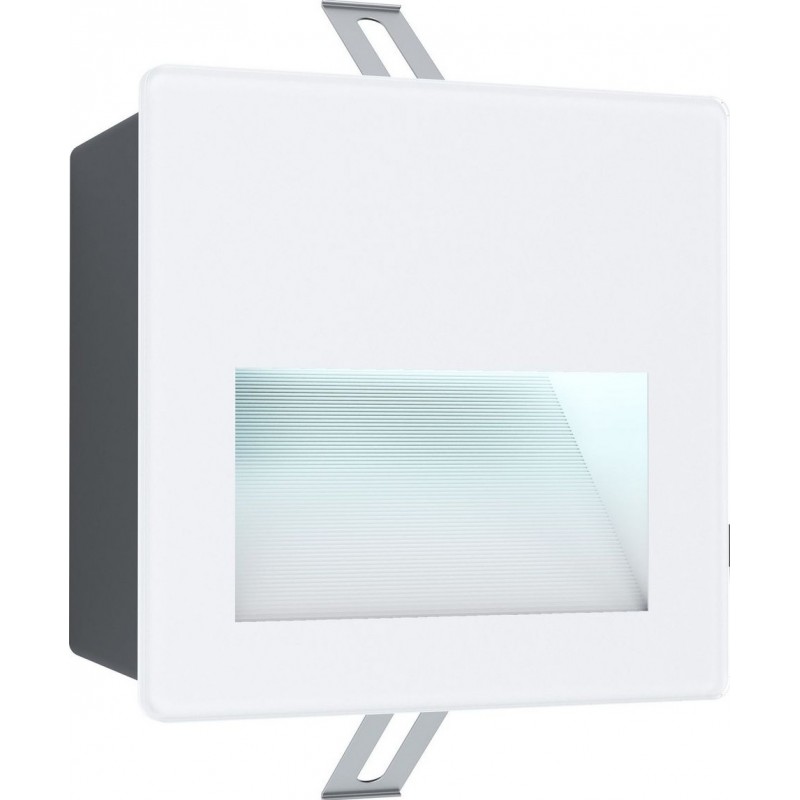 39,95 € Envio grátis | Luminária embutida Eglo Aracena Forma Quadrado 14×14 cm. Escadaria, terraço e jardim. Estilo moderno e industrial. Alumínio, Plástico e Vidro. Cor branco e preto