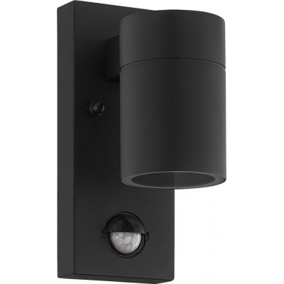 Outdoor wall light Eglo Riga 5 Cylindrical Shape 17×7 cm. Lobby, terrace and garden. Modern, design and cool Style. Steel, galvanized steel and glass. Black Color