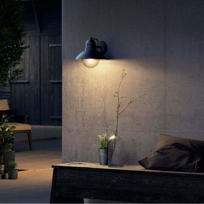 37,95 € Free Shipping | Outdoor wall light Philips Hoverfly Conical Shape 25×22 cm. Wall light Terrace and garden. Vintage Style. Black Color