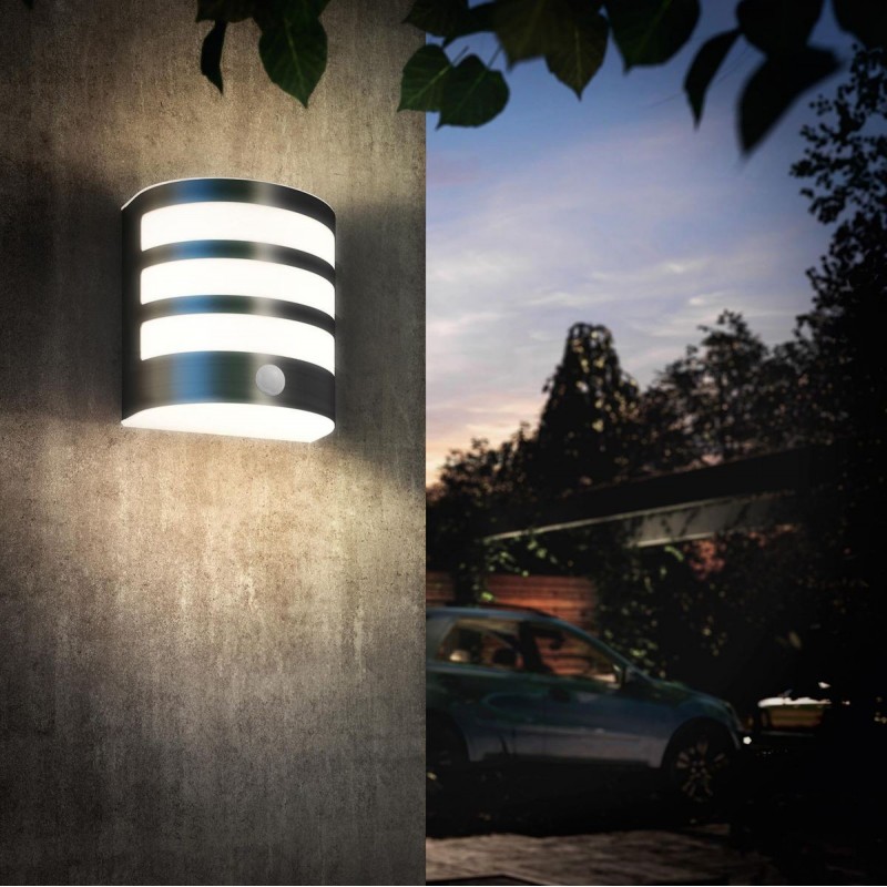39,95 € Free Shipping | Outdoor wall light Philips Calgary 3.5W Cylindrical Shape 13×12 cm. Wall light Terrace and garden. Modern Style. Stainless steel