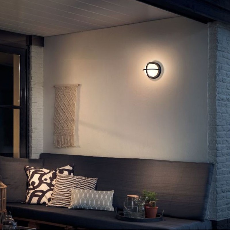 28,95 € Free Shipping | Outdoor wall light Philips Astilbe Round Shape 18×18 cm. Wall light Terrace and garden. Cool Style. Black Color