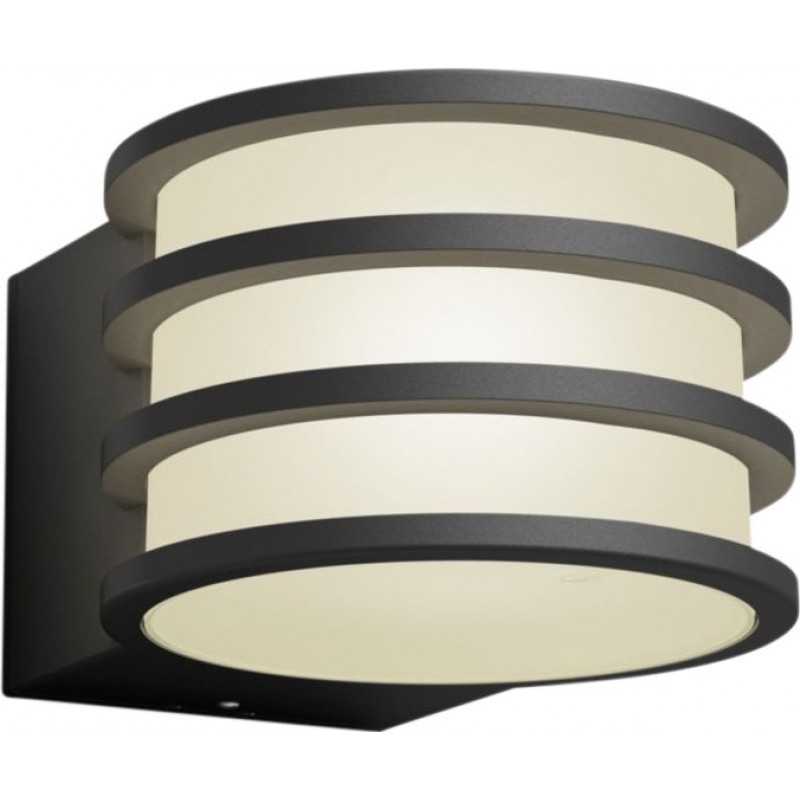 88,95 € Free Shipping | Outdoor wall light Philips Lucca 9W 2700K Very warm light. Cylindrical Shape 22×17 cm. Apply mural. Direct power supply Terrace and garden. Modern Style