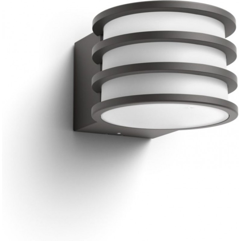 93,95 € Free Shipping | Outdoor wall light Philips Lucca 9W 2700K Very warm light. Cylindrical Shape 22×17 cm. Apply mural. Direct power supply Terrace and garden. Modern Style