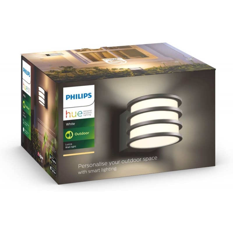 93,95 € Free Shipping | Outdoor wall light Philips Lucca 9W 2700K Very warm light. Cylindrical Shape 22×17 cm. Apply mural. Direct power supply Terrace and garden. Modern Style