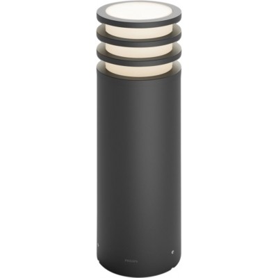 Luminous beacon Philips Lucca 9W 2700K Very warm light. Cylindrical Shape 40×14 cm. Outdoor pedestal. Direct mains power supply. Smart control with Hue Bridge Terrace and garden. Modern Style
