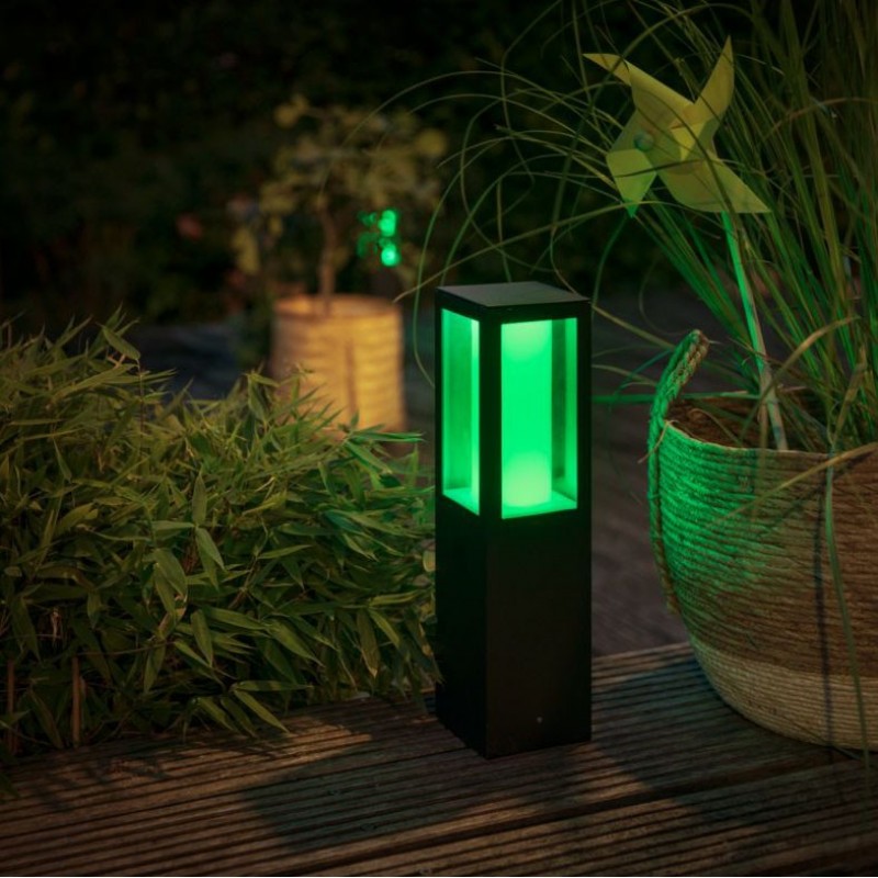 169,95 € Free Shipping | Luminous beacon Philips Impress 16W Cubic Shape 40×10 cm. Outdoor pedestal. Integrated White / Multicolor LED. Base unit for low voltage system Terrace and garden. Sophisticated Style
