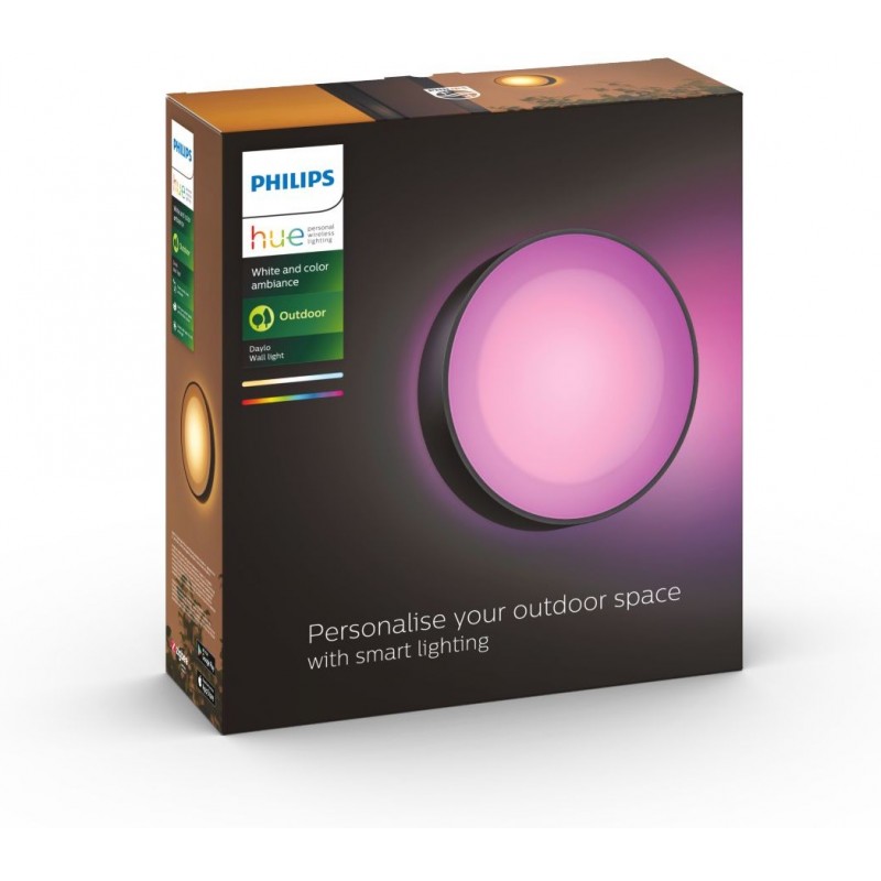 148,95 € Free Shipping | Indoor wall light Philips Daylo 15W Round Shape 22×22 cm. Apply mural. Integrated White / Multicolor LED. Direct power supply Terrace and garden. Modern Style