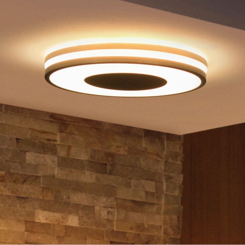 129,95 € Free Shipping | Indoor ceiling light Philips Being 27W Round Shape 35×35 cm. Integrated LED. Bluetooth control with Smartphone Application. Includes wireless switch Kitchen, dining room and bedroom. Modern Style
