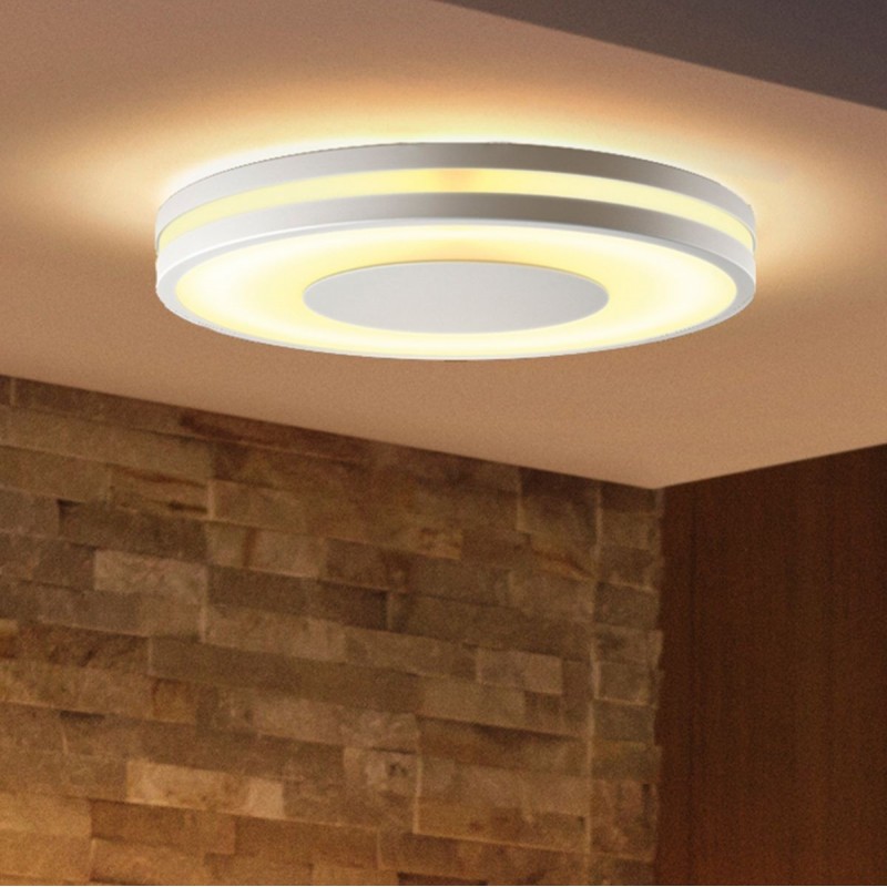 129,95 € Free Shipping | Indoor ceiling light Philips Being 27W Round Shape 35×35 cm. Integrated LED. Bluetooth control with Smartphone Application. Includes wireless switch Kitchen, dining room and bedroom. Modern Style