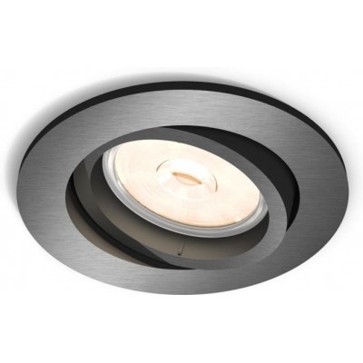 Recessed lighting Philips Donegal Round Shape 9×9 cm. Living room, bedroom and office. Sophisticated Style. Gray Color