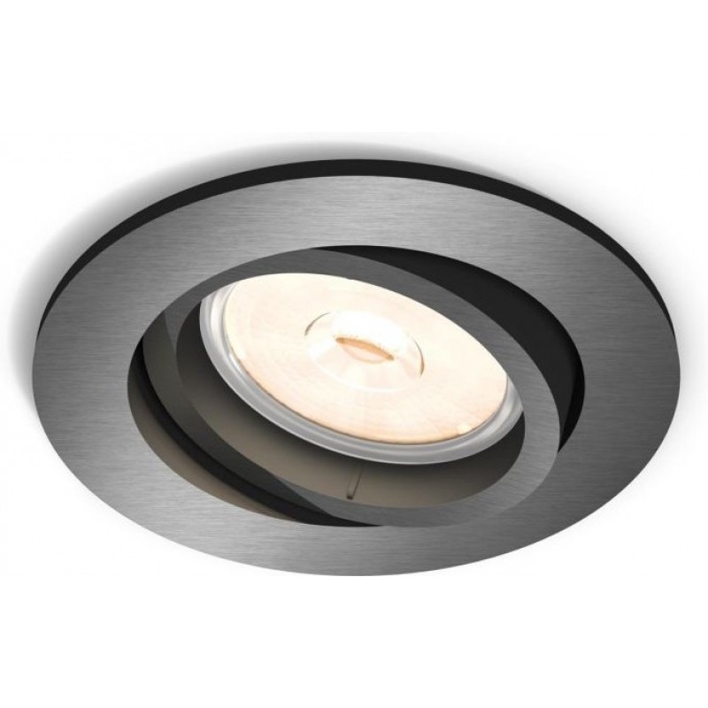11,95 € Free Shipping | Recessed lighting Philips Donegal Round Shape 9×9 cm. Living room, bedroom and office. Sophisticated Style. Gray Color