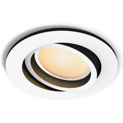 屋内埋め込み式照明 Philips Milliskin 5W 円形 形状 9×9 cm. 拡張可能なスポットライト。 LED電球が含まれています。スマートフォンアプリまたは音声によるBluetooth制御 リビングルーム, ベッドルーム そして ロビー. 洗練された スタイル