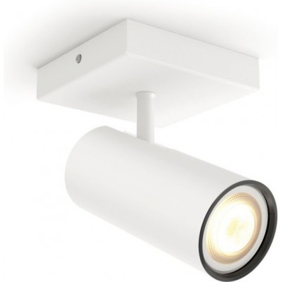 Indoor spotlight Philips Buratto 5W Cylindrical Shape 14×11 cm. Extendable Focus. Smart control with Hue Bridge Lobby and showcase. Modern Style. White Color