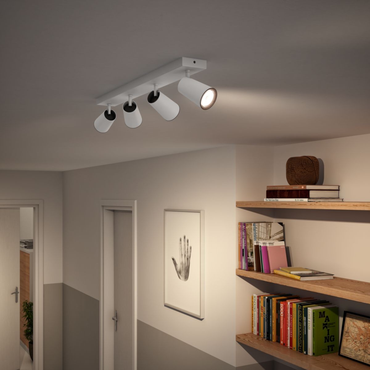 68,95 € Envío gratis | Foco para interior Philips PaisLey 63×12 cm. Foco compacto. Proyector orientable Color blanco