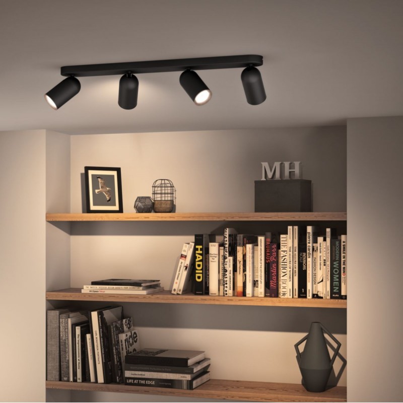 56,95 € Free Shipping | Indoor spotlight Philips Pongee Extended Shape 63×12 cm. Compact focus. Adjustable projector Living room, dining room and store. Modern Style. Black Color