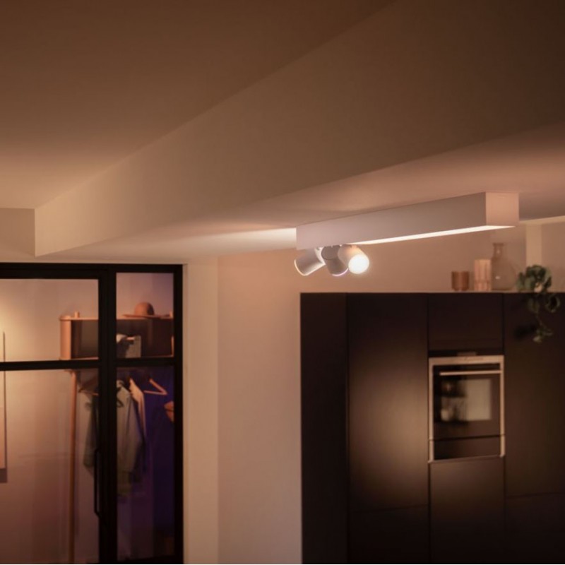 451,95 € Free Shipping | Indoor spotlight Philips Centris 36W Extended Shape 78×13 cm. Three-bulb ceiling lamp. Integrated LED. Bluetooth Control with Smartphone App or Voice Living room, dining room and store. Sophisticated Style