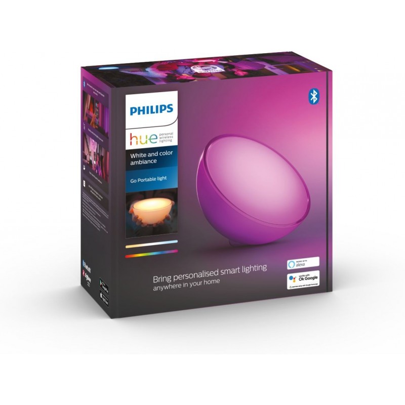 92,95 € Free Shipping | Table lamp Philips Hue White & Color Ambiance Spherical Shape 15×15 cm. Portable lamp. Integrated LED and battery. Bluetooth Control with Smartphone App or Voice Bedroom, work zone and store. Sophisticated Style