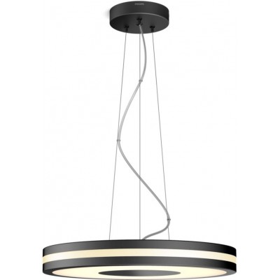 298,95 € Free Shipping | Hanging lamp Philips Being 25W Round Shape 48×48 cm. Wireless switch included. Integrated LED. Smart control with Hue Bridge Living room, dining room and store. Sophisticated Style. Black Color