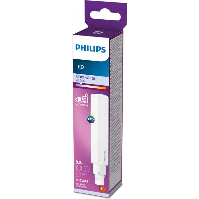 12,95 € Free Shipping | LED tube Philips LED Tube 8.5W G24 LED 4000K Neutral light. 17×4 cm