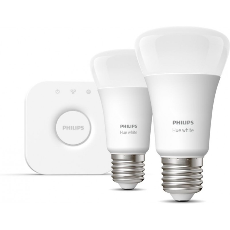 124,95 € Free Shipping | Remote control LED bulb Philips Hue White 18W E27 LED 2700K Very warm light. Ø 6 cm. Starter kit. Bluetooth control with Smartphone or Voice application. Hue Bridge included