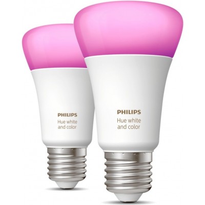 Lâmpada LED controle remoto Philips Hue White & Color Ambiance 18W E27 LED Ø 6 cm. LED branco / multicolor integrado. Controle de Bluetooth com aplicativo de smartphone ou voz