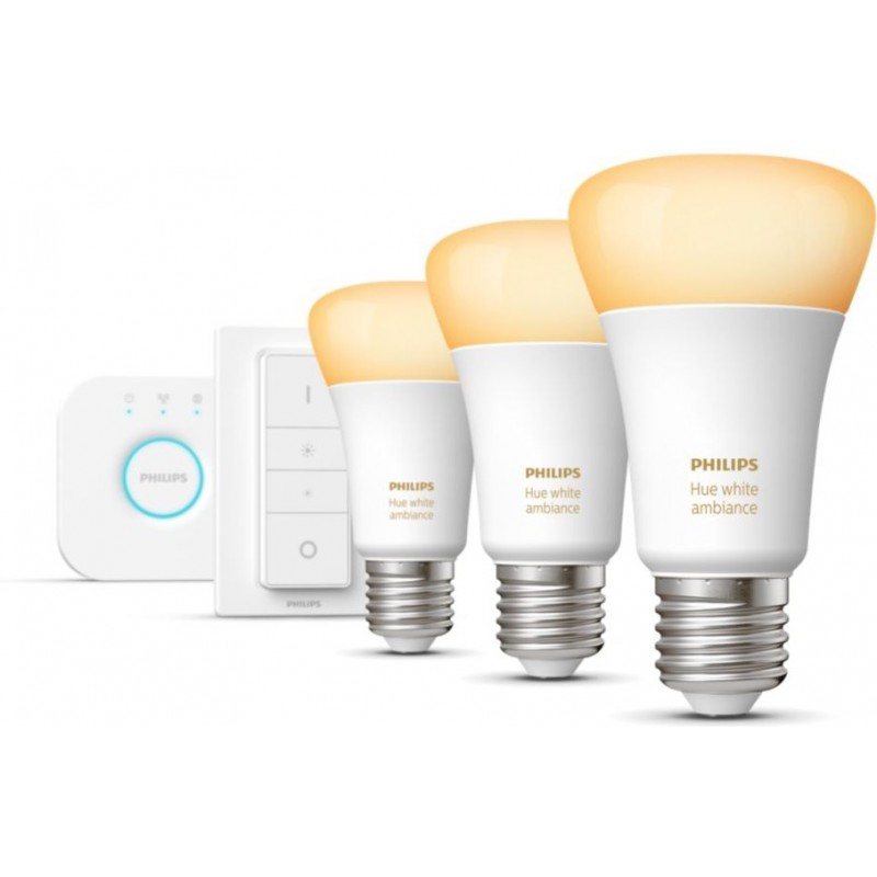 101,95 € Free Shipping | Remote control LED bulb Philips Hue White Ambiance 25.5W E27 LED Ø 6 cm. Starter kit. Bluetooth control with Smartphone or Voice application. Hue Bridge included