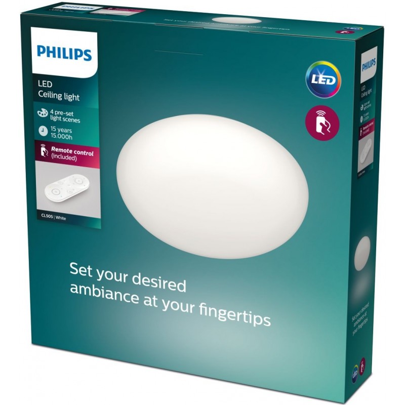67,95 € Free Shipping | Indoor ceiling light Philips CL505 23W Round Shape Ø 37 cm. Wireless RF regulation Kitchen and hall. Modern Style. White Color