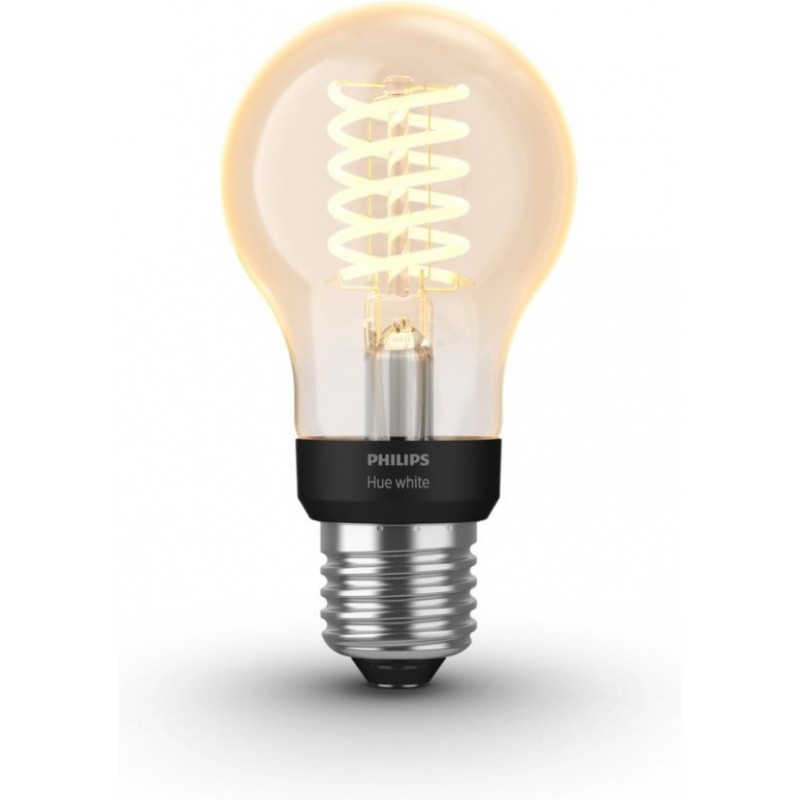 23,95 € Free Shipping | Remote control LED bulb Philips Filamento Hue White 7W E27 LED 2100K Very warm light. Ø 6 cm. Standard filament. Bluetooth Control with Smartphone App or Voice