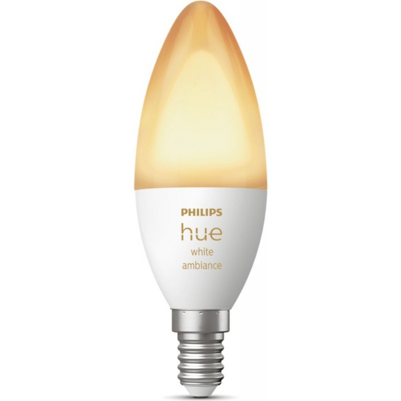 23,95 € Free Shipping | Remote control LED bulb Philips Hue White Ambiance 5.2W E14 LED Ø 3 cm. Bluetooth Control with Smartphone App or Voice