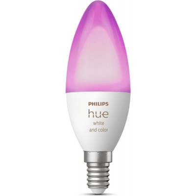 Lâmpada LED controle remoto Philips Hue White & Color Ambiance 5.2W E14 LED Ø 3 cm. LED branco / multicolor integrado. Controle de Bluetooth com aplicativo de smartphone ou voz