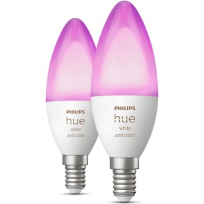 Remote control LED bulb Philips Hue White & Color Ambiance 10.4W E14 LED Ø 3 cm. Integrated White / Multicolor LED. Bluetooth Control with Smartphone App or Voice