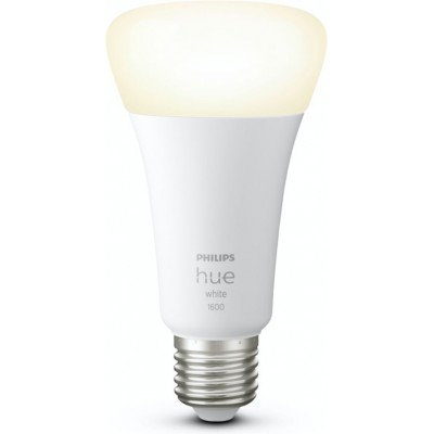 Ampoule LED télécommandée Philips Hue White 15.5W E27 LED A67 2700K Lumière très chaude. Ø 6 cm. Lumière blanche, puissante et lumineuse. Contrôle Bluetooth avec application smartphone ou voix