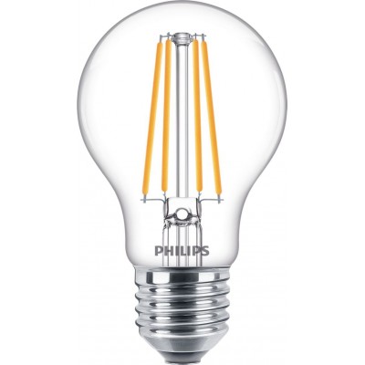 Ampoule LED Philips LED Classic 8.5W E27 LED 2700K Lumière très chaude. 10×7 cm. Style conception