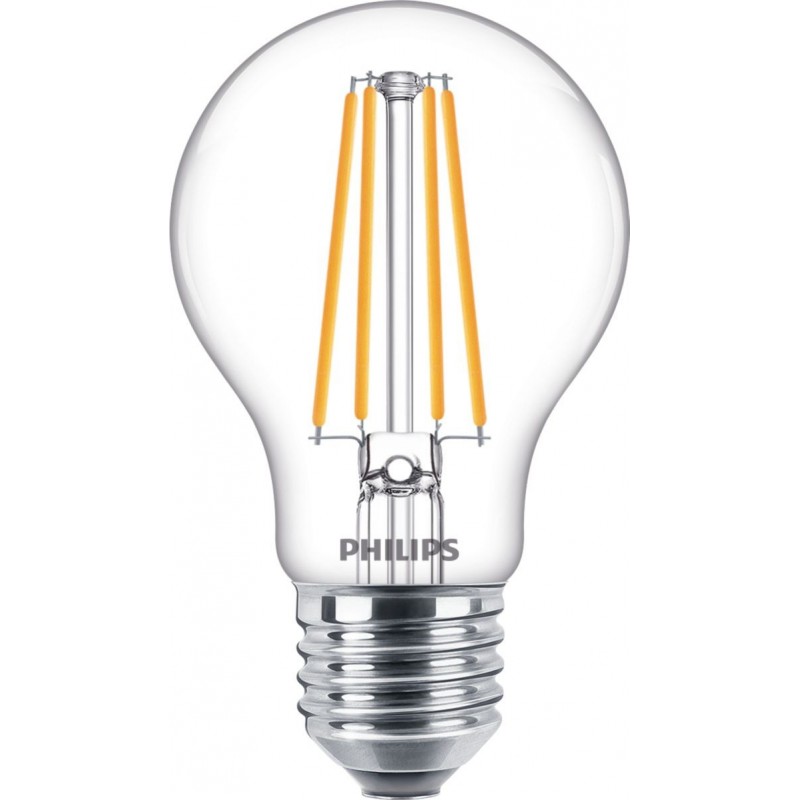 6,95 € Envio grátis | Lâmpada LED Philips LED Classic 8.5W E27 LED 2700K Luz muito quente. 10×7 cm. Estilo projeto